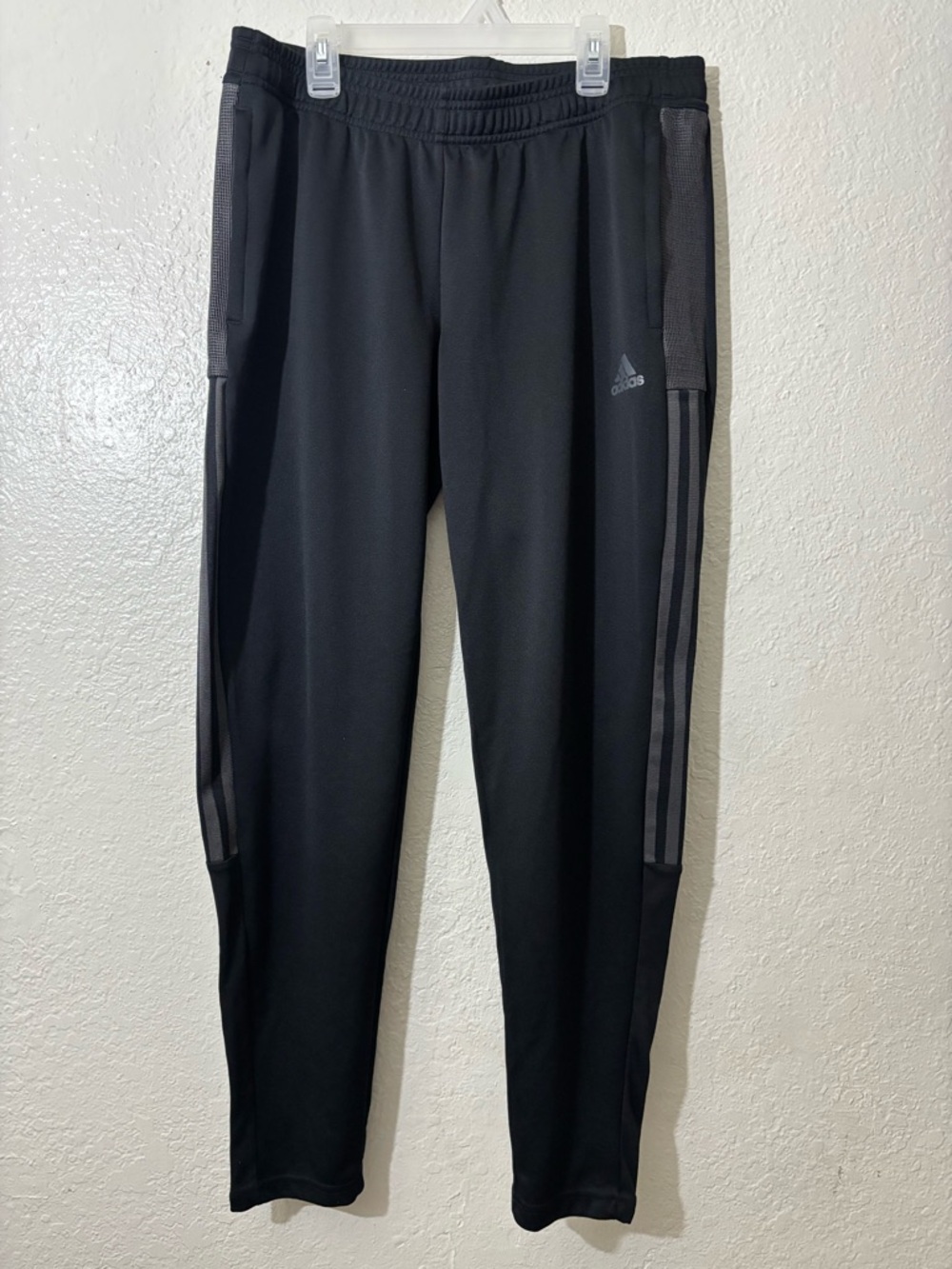 adidas Black Athletic Joggers with Dark Gray Side Stripes